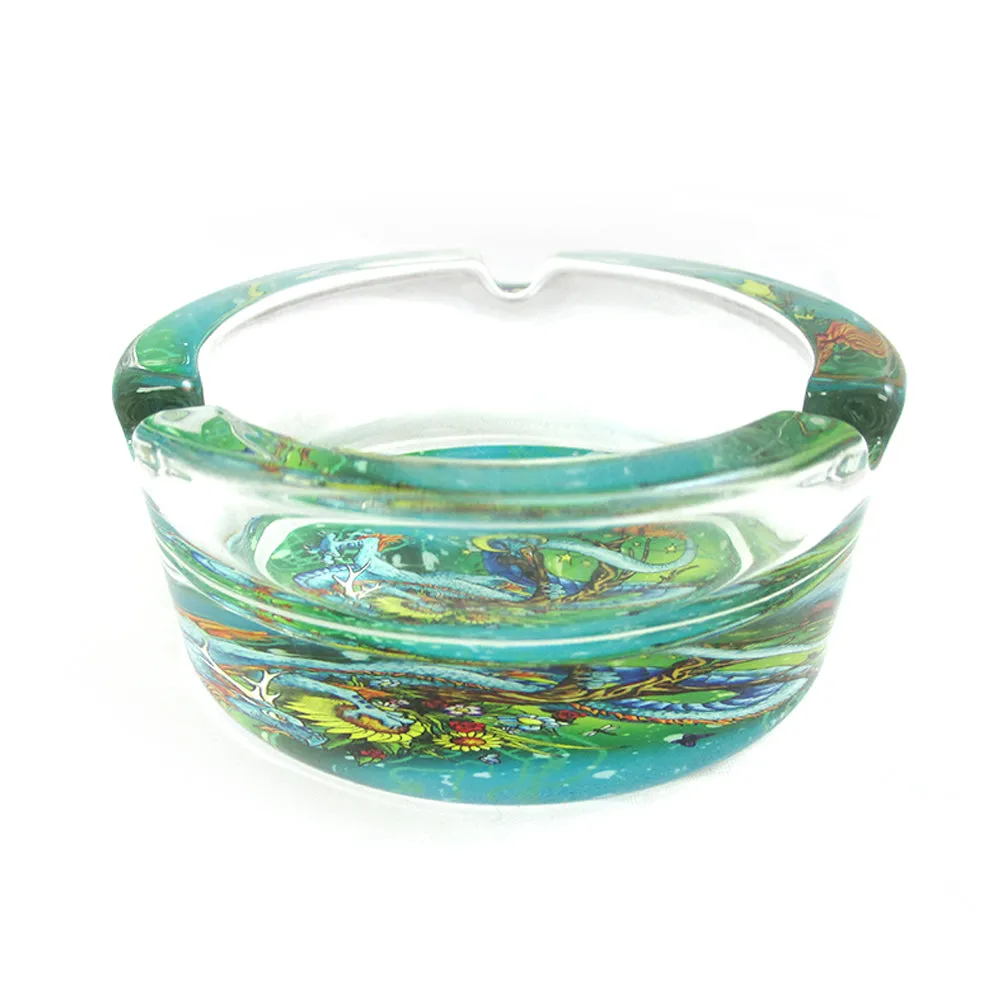 1 Glass Cigarette Ashtray Tattoo Design Holder Extinguishing Smoke Office Gift