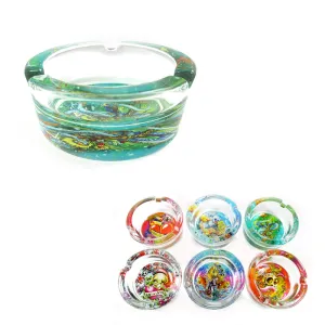 1 Glass Cigarette Ashtray Tattoo Design Holder Extinguishing Smoke Office Gift