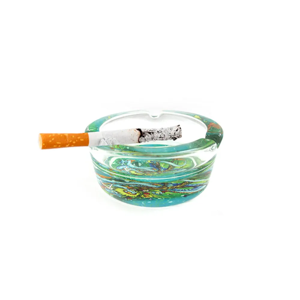 1 Glass Cigarette Ashtray Tattoo Design Holder Extinguishing Smoke Office Gift