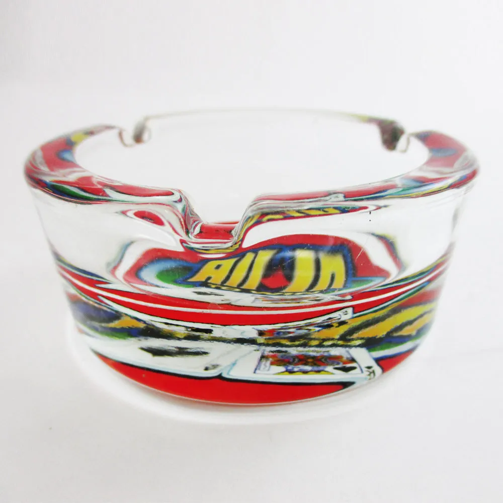 1 Pc Poker Glass Ashtray Ash Tray Jack Pot Cards Casino Vegas Design Cigarette