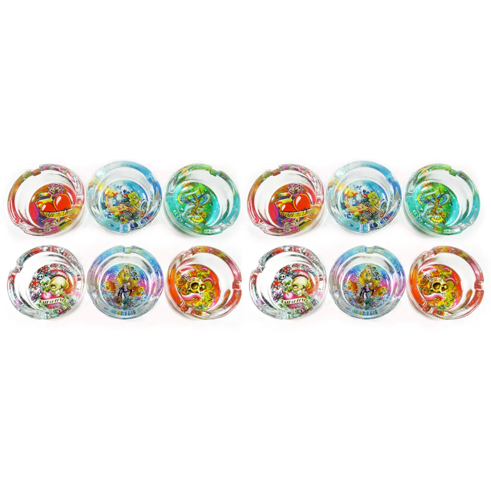 12 Glass Ashtrays Smoke Cigarette Extinguish Tattoo Design Love Hate Gift Office