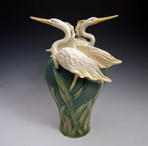 2 Herons Vase