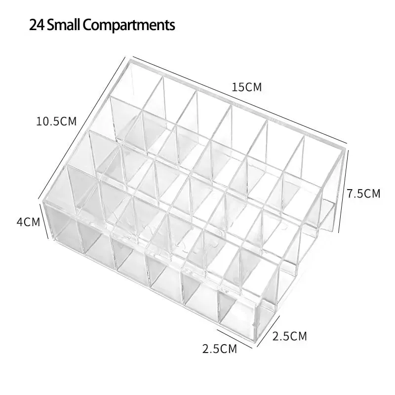24 Grid Acrylic Cosmetics Lipstick Nail Polish Storage Box