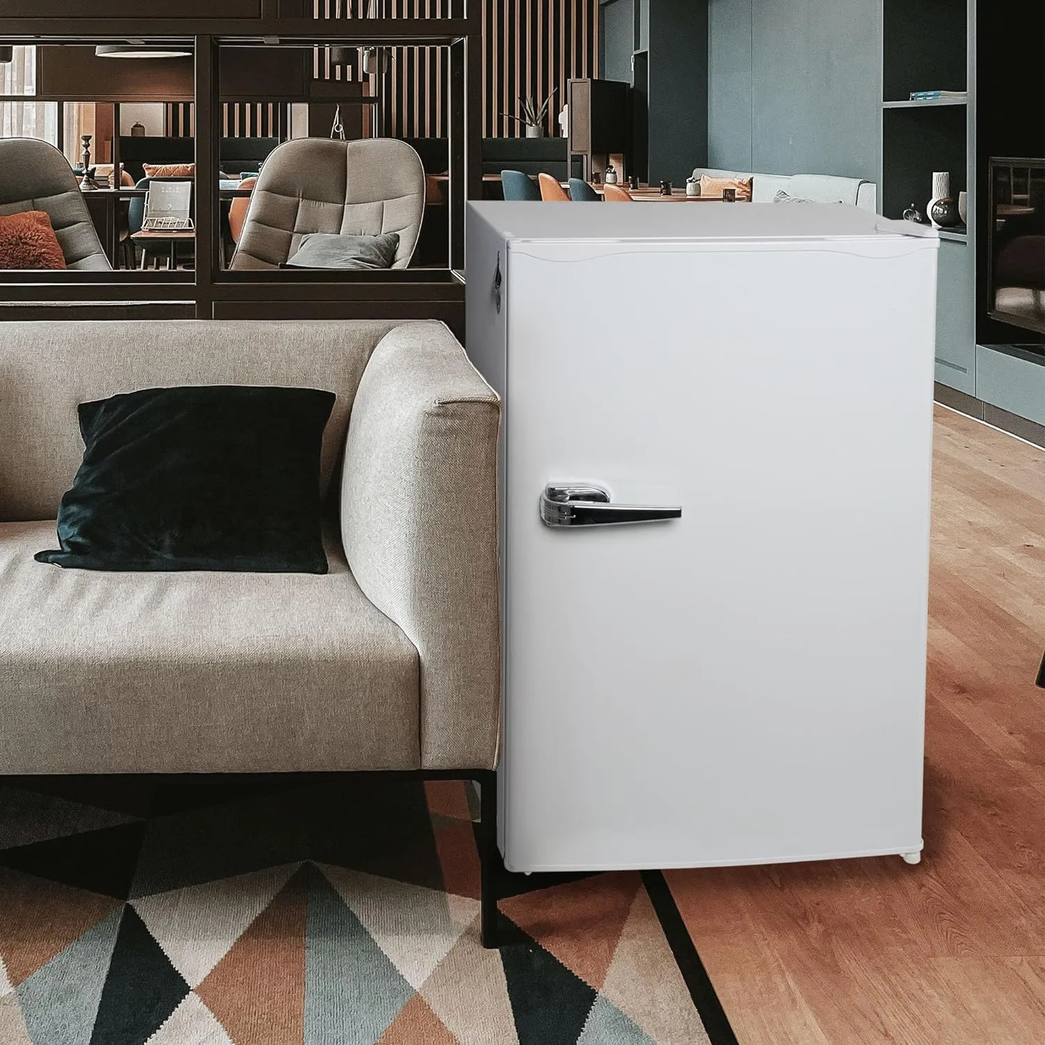 3.2 Cu.Ft Compact Mini Refrigerator with Freezer, 5 Temperature Settings, Single Door for Dorm, Office, Bedroom