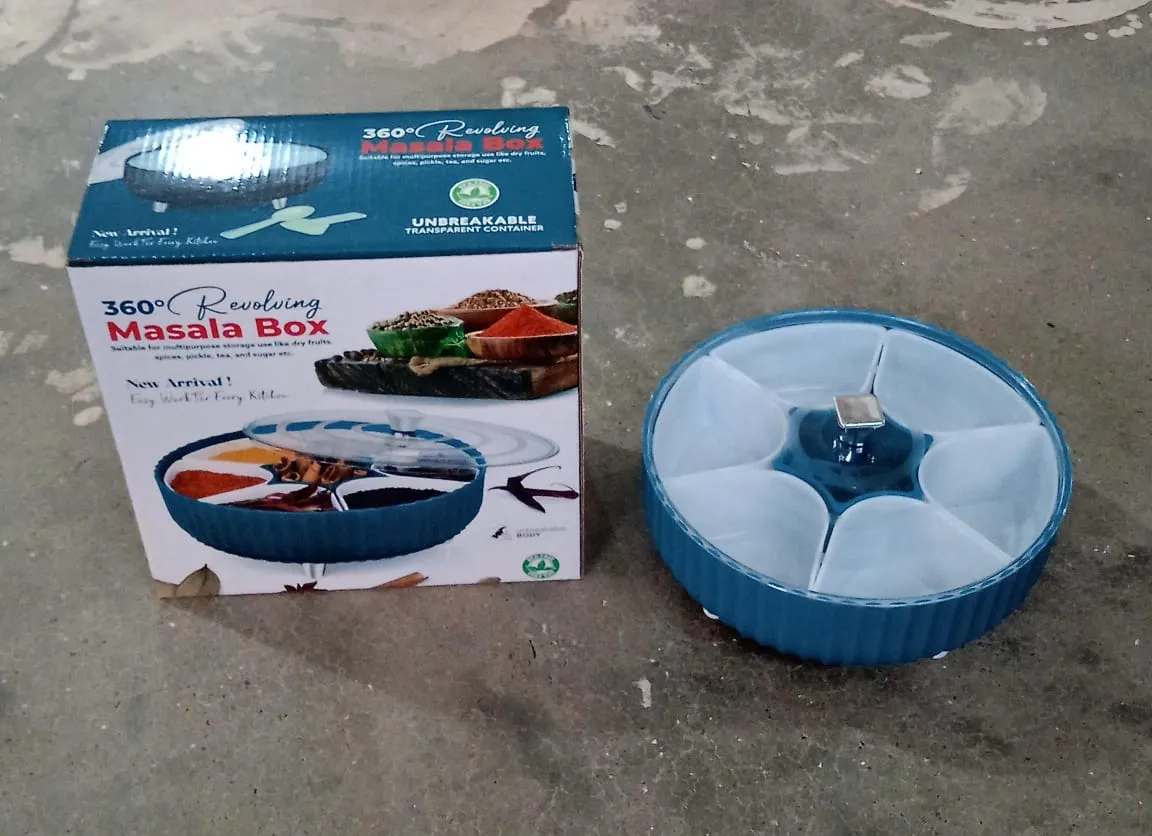 5811 360 Revolving Spice Box & Dry Fruit Box Plastic 7 Compartment Box Suitable For Multipurpose Storage Use like Dry Fruit , Spices , Pickle , Tea , & Sugar Etc, Kitchen Use