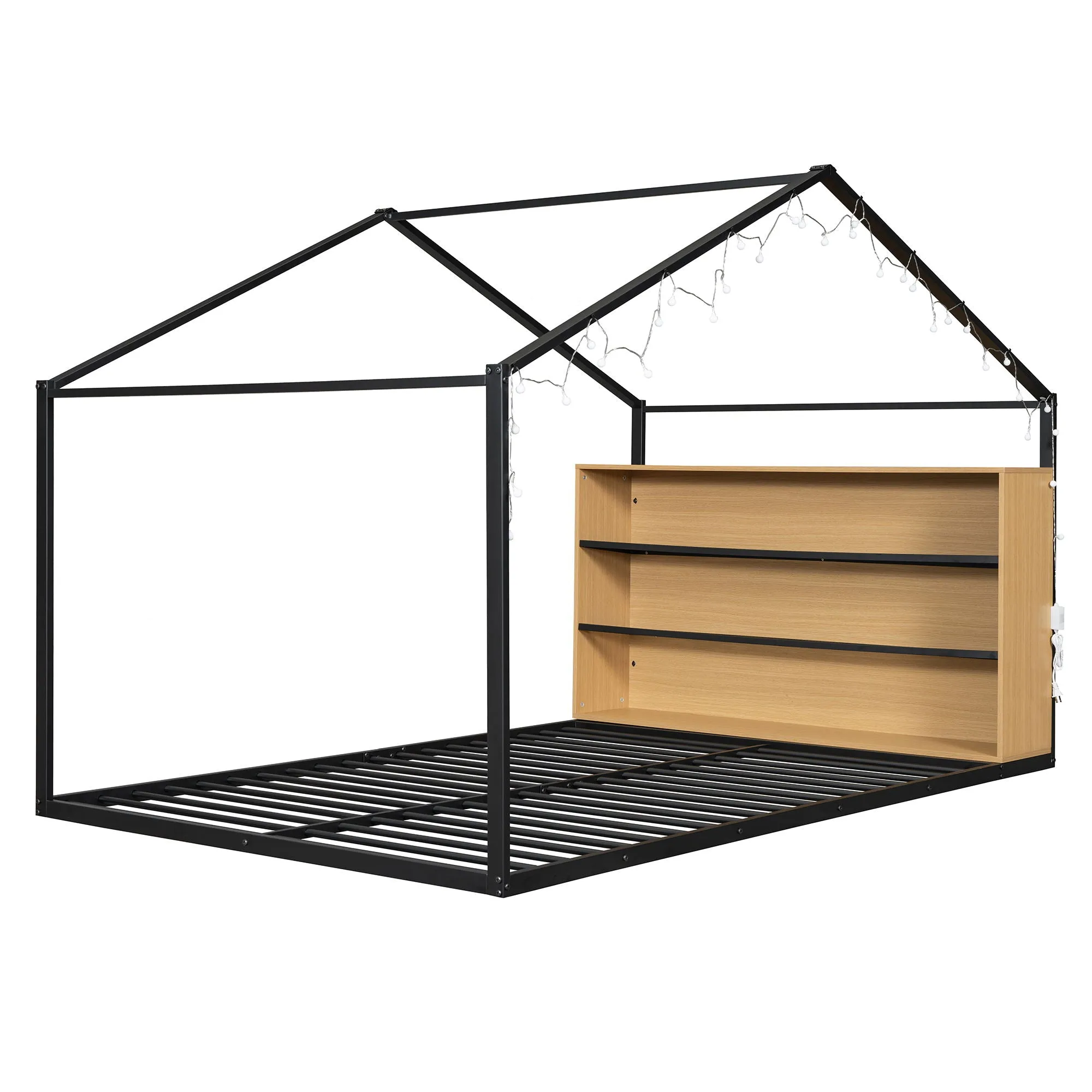 Bed House Frame With Shelves And Lights by Couch.com