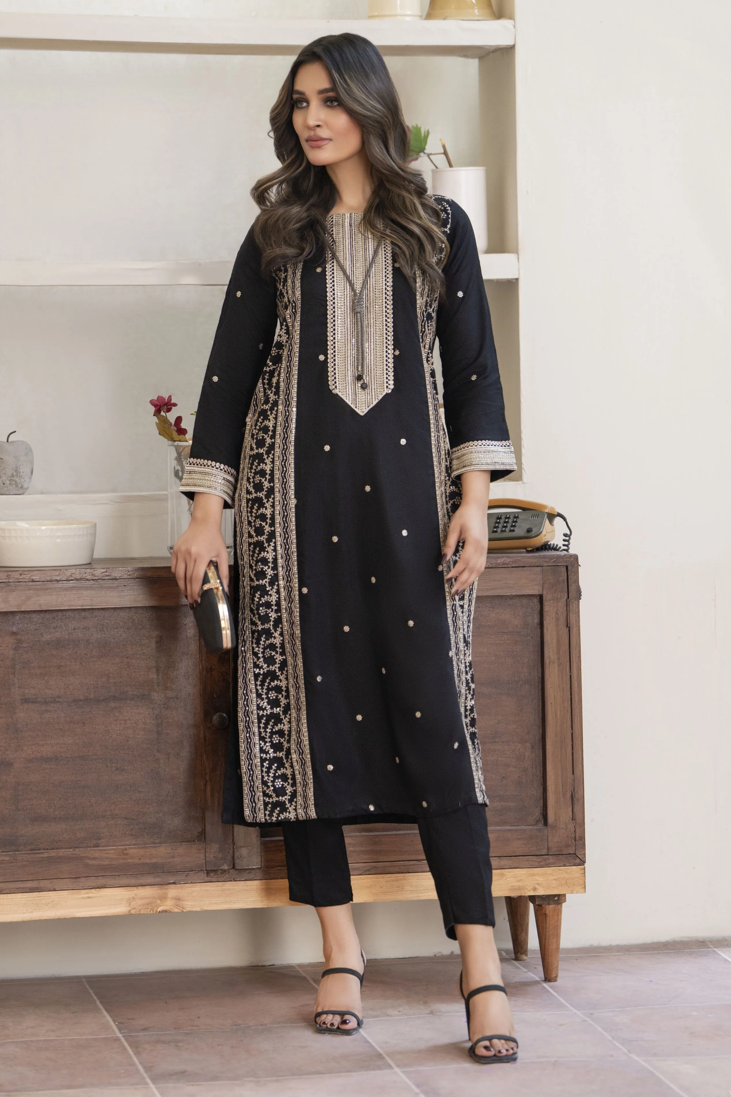 Bloomline Ready to Wear Embroidered Casual Dress by Zaiwa ZBRW8