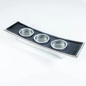 Brushed Black Enameled Aluminium Triple Tealight  Holder