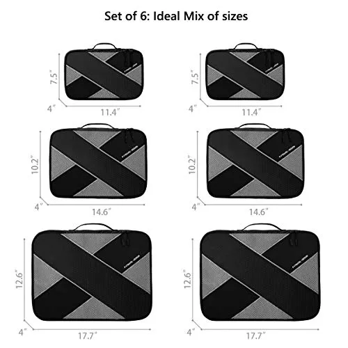 Defway Packing Cubes Luggage Organizer - 6 Set 3 Various Sizes Travel Organizer