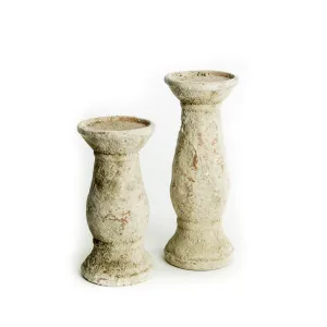 Distressed Cement Candle Holder