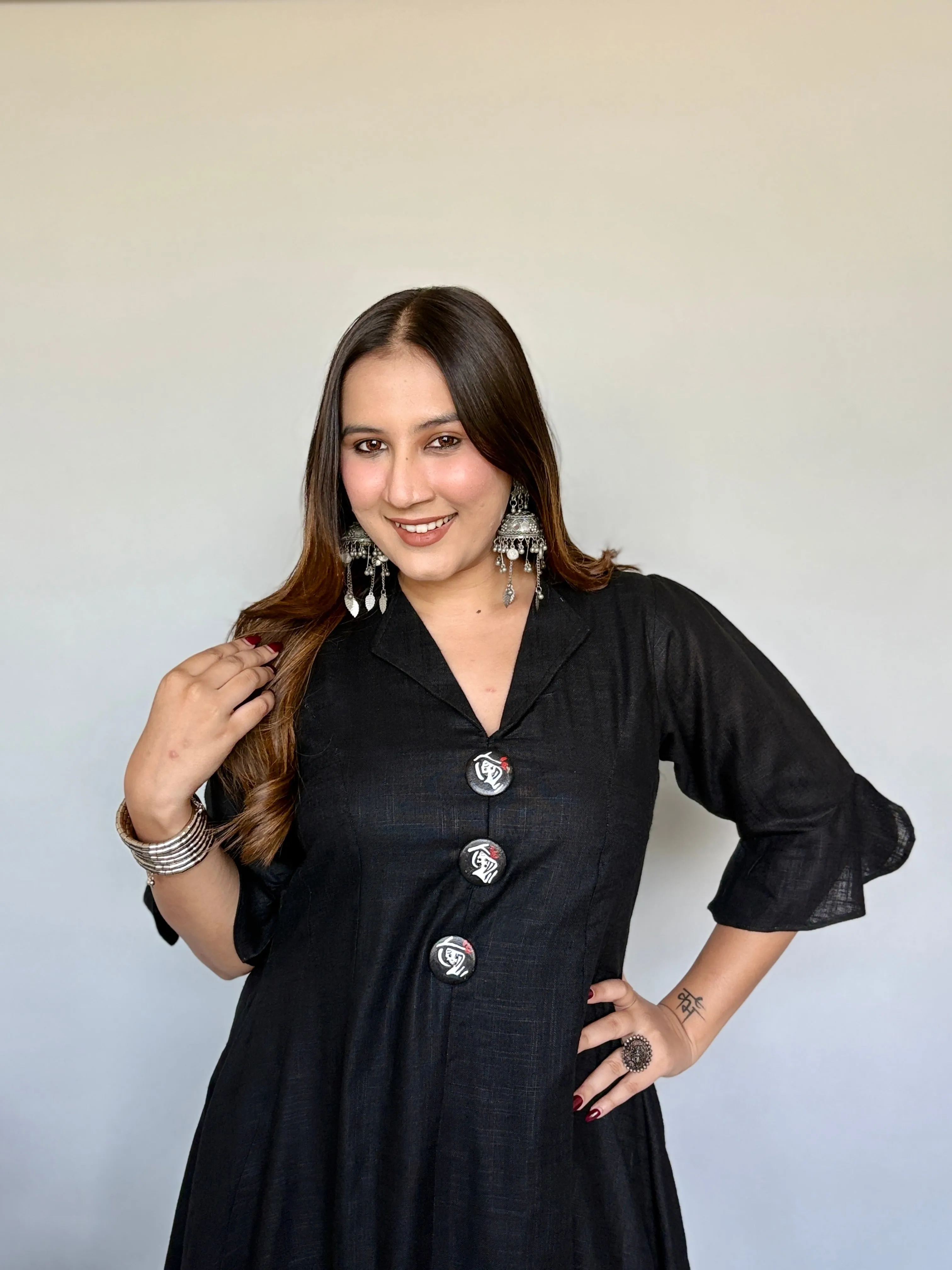 Flared Black Midi Dress