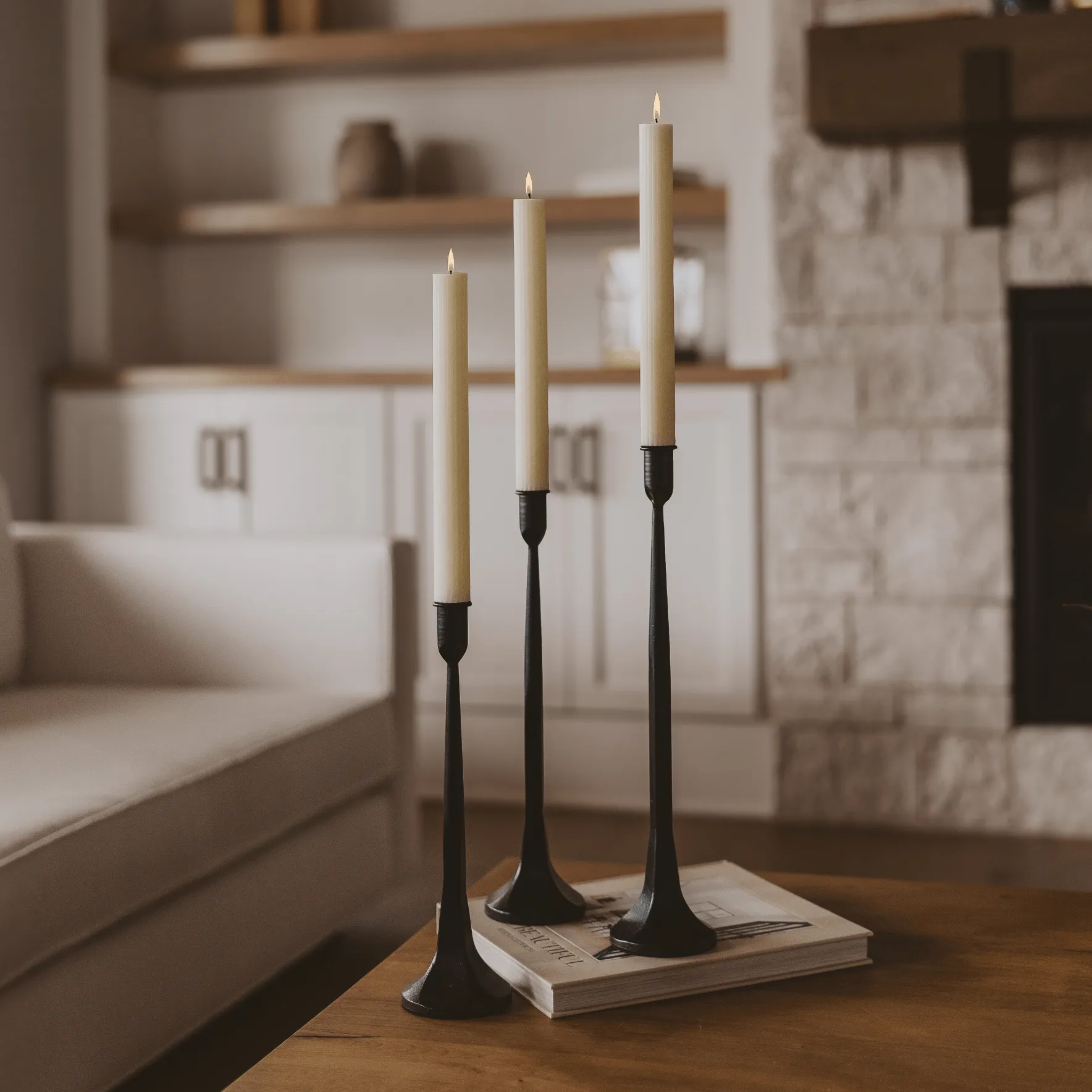 Fluted Taper Candles, Set of 3