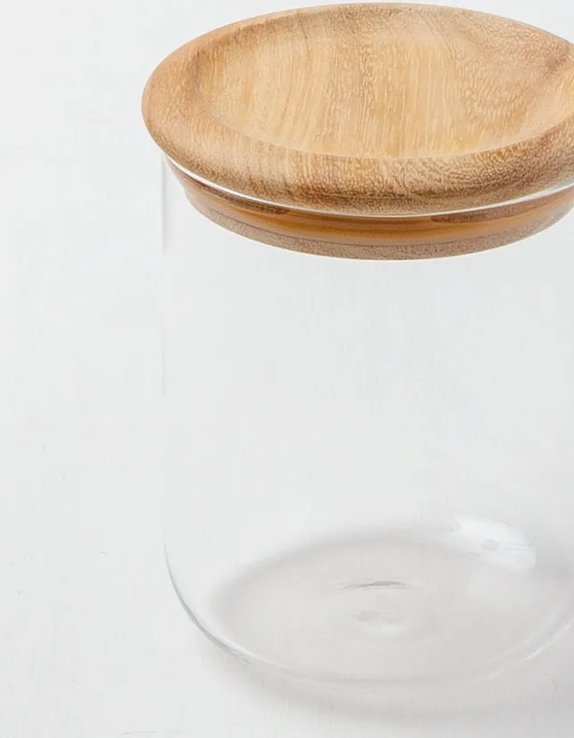 Glass Canister with Dark Wood Lid