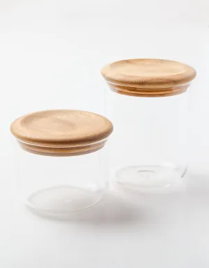 Glass Canister with Dark Wood Lid