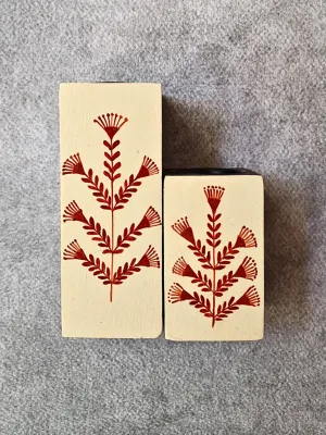 Hand Painted Warli Art Happy Tree Candle Holder Pair