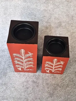 Hand Painted Warli Art Lazy Life Candle Holder Pair