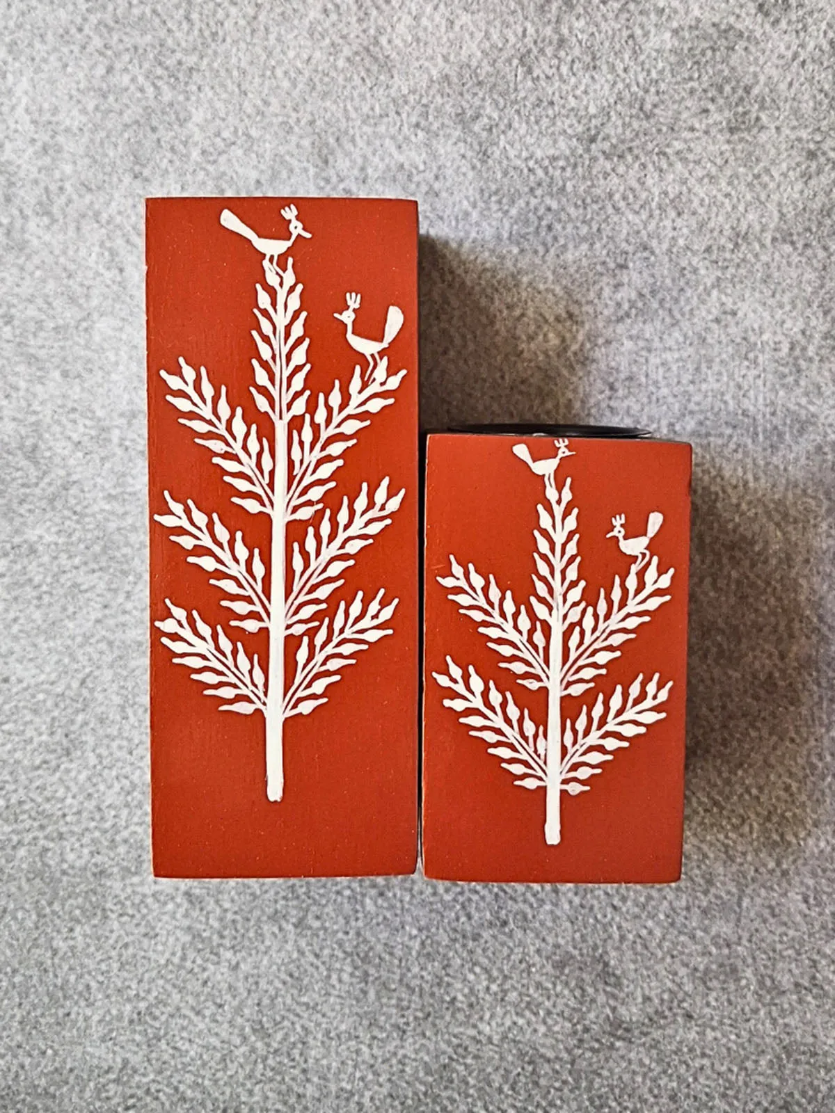 Hand Painted Warli Art Solace Candle Holder Pair