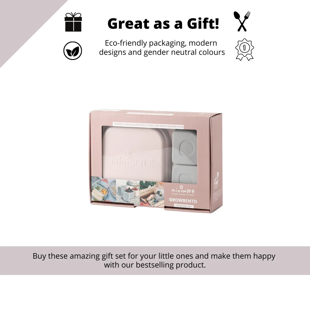 Miniware Grow Bento with 2 silipods Lunch Box - Cotton Candy/Grey