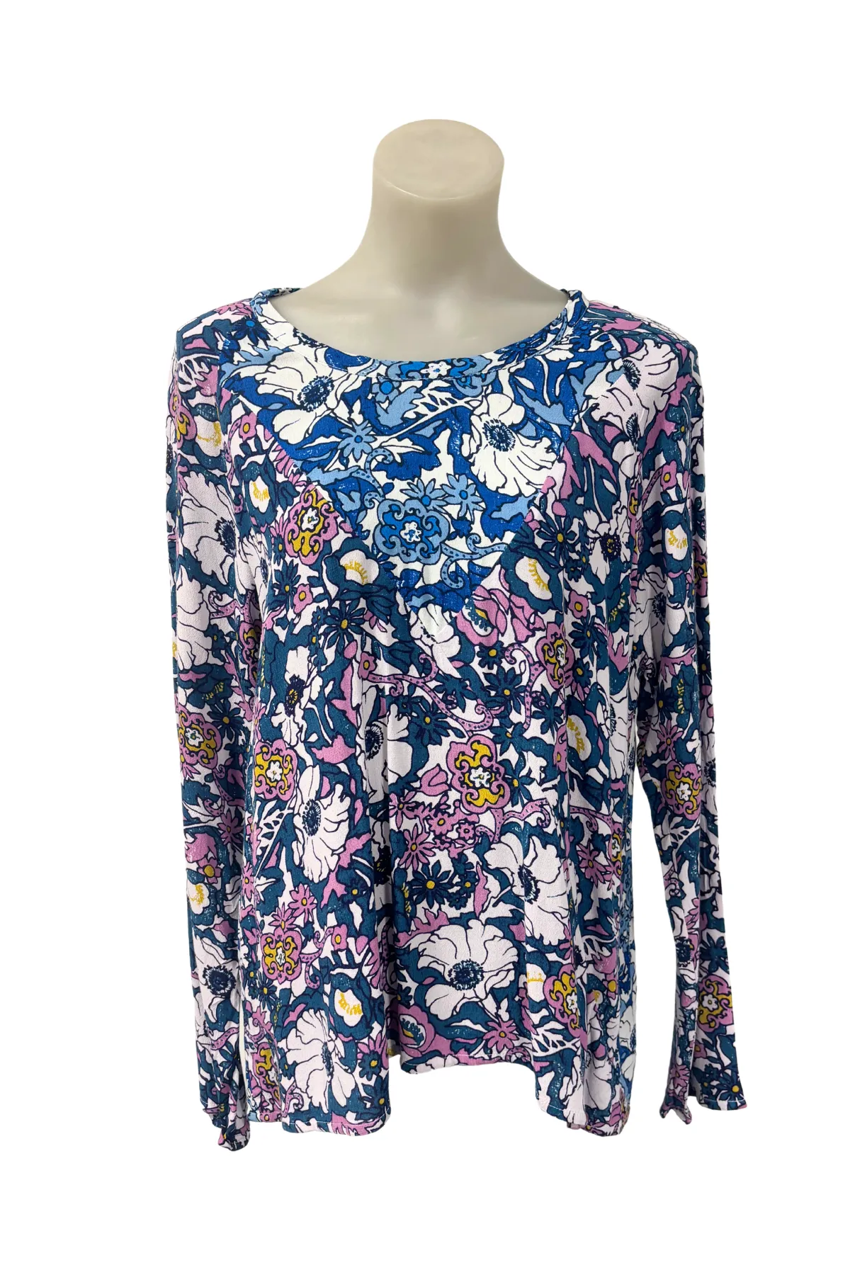 New Lands NZ made two tone floral blouse, 12