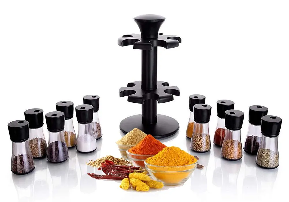 Revolving Plastic Spice Rack Masala Organiser (12 Pcs )