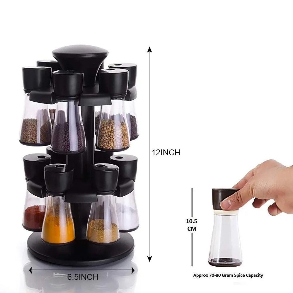 Revolving Plastic Spice Rack Masala Organiser (12 Pcs )