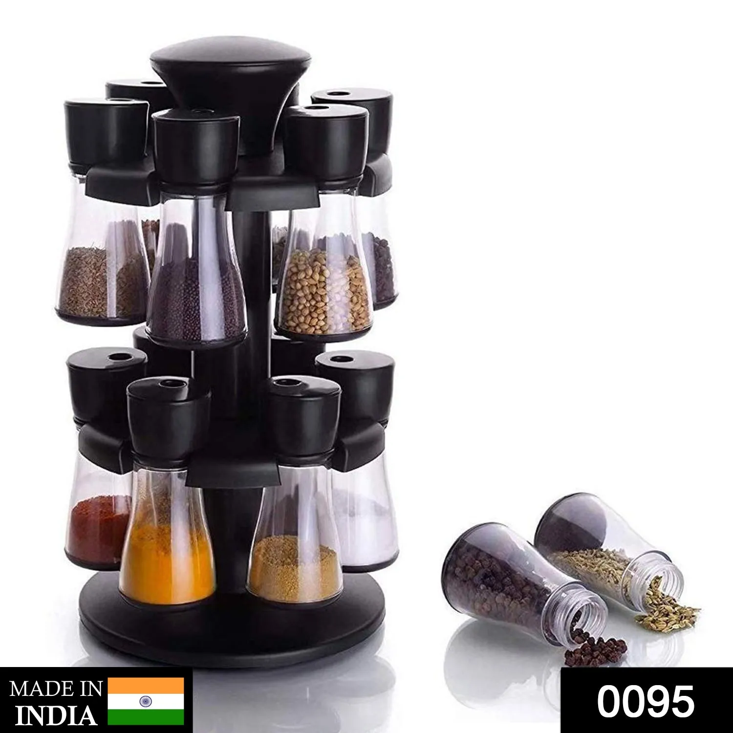 Revolving Plastic Spice Rack Masala Organiser (12 Pcs )