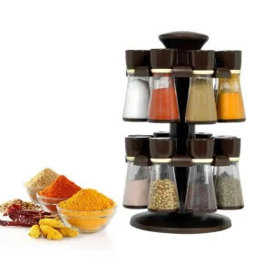 Revolving Plastic Spice Rack Masala Organiser (16 Pcs)