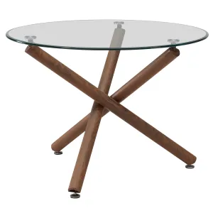 Round Glass Dining Table Rocca Walnut