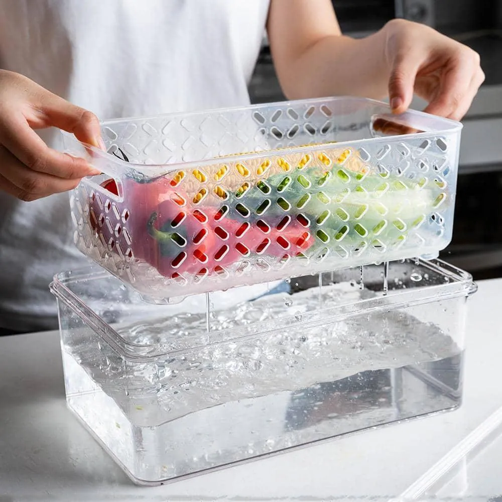 Transparent Refrigerator Food Storage Containers with Drainer