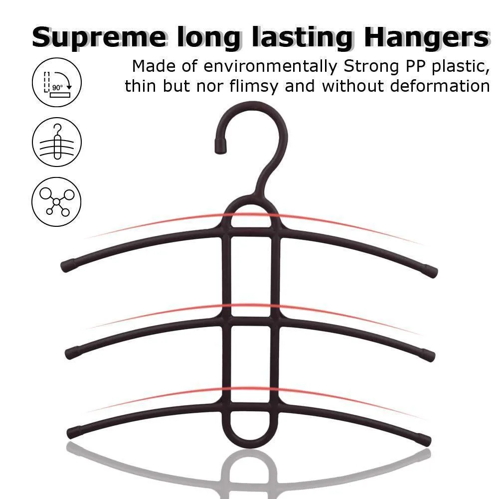 upra Shirt Hangers Space Saving Plastic 5-Pack, Durable Multi-Functional Non-Slip Clothes Hangers Closet Organizers, for Coats Jackets Pants Dress Scarf, Dorm Room/Apartment Essentials