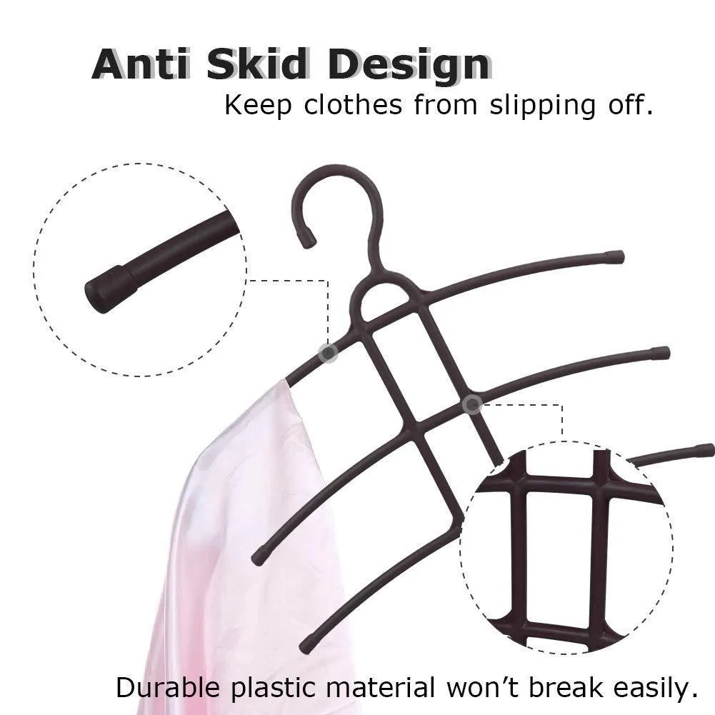upra Shirt Hangers Space Saving Plastic 5-Pack, Durable Multi-Functional Non-Slip Clothes Hangers Closet Organizers, for Coats Jackets Pants Dress Scarf, Dorm Room/Apartment Essentials