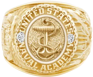 USNA Class Ring Mod™ with Anchors Aweigh™ Style and Diamond Dividers