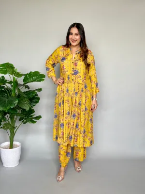 Yellow printed Voluminous Set